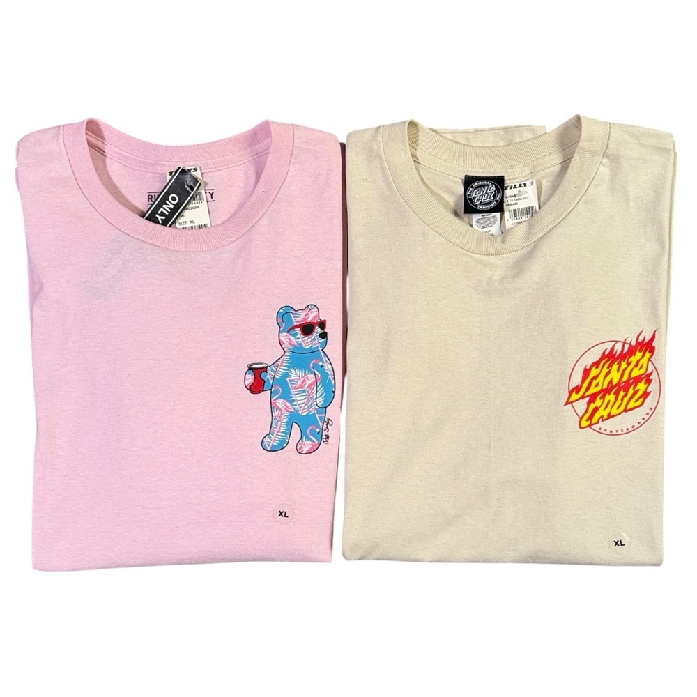 Tally’s Santa Cruz x Riot Society Tee Shirt Bundle Mens XL Two Shirts Brand New